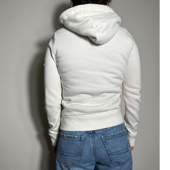 Y2K White Abercrombie Button Up Hoodie with Faux Fur - Fits Like a XS/S - Picture 3 of 8